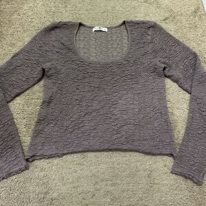 NATURAL LIFE Textured Long Sleeve Top in Mauve